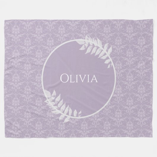 Lavender Elegant Damask gepersonaliseerd Fleece Deken (Voorkant (Horizontaal))