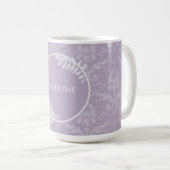 Lavender Elegant Damask gepersonaliseerd Koffiemok (Voorkant rechts)