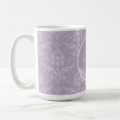 Lavender Elegant Damask gepersonaliseerd Koffiemok (Links)
