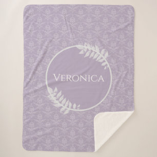 Lavender Elegant Damask gepersonaliseerd Sherpa Deken