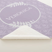 Lavender Elegant Damask gepersonaliseerd Sherpa Deken (3/4)