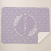 Lavender Elegant Damask gepersonaliseerd Sherpa Deken (Voorkant (horizontaal))
