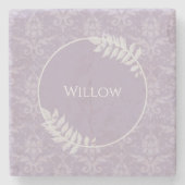 Lavender Elegant Damask gepersonaliseerd Stenen Onderzetter (Voorkant)