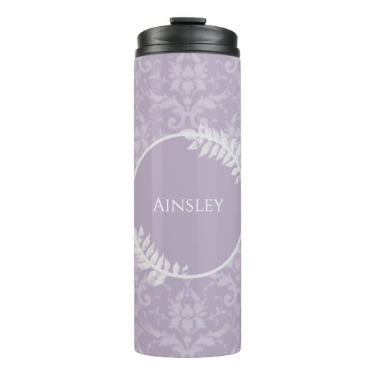 Lavender Elegant Damask gepersonaliseerd Thermosbeker (Voorkant)