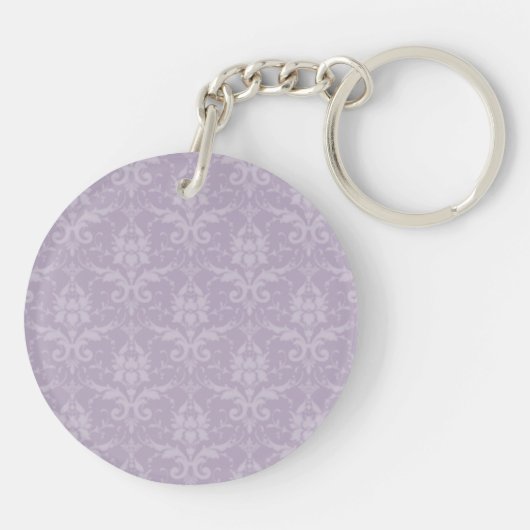 Lavender Elegant Damask gepersonaliseerde Sleutelh Sleutelhanger (Achterkant)