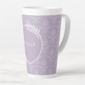 Lavender Elegant Damask persoonlijke latte Mok (Rechterhoek)
