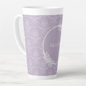 Lavender Elegant Damask persoonlijke latte Mok (Linkerhoek)