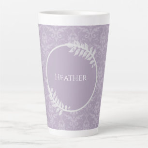 Lavender Elegant Damask persoonlijke latte Mok