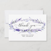 Lavender Elegant Floral Lila Mauve Vrijgezellenfee Bedankkaart (Voorkant)