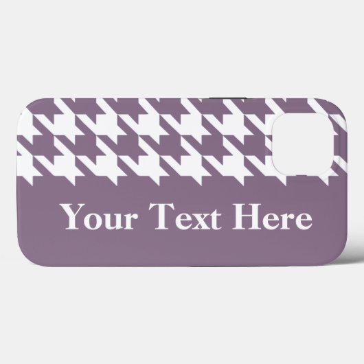 Lavender Elegant Houndstooth met aangepaste tekst Case-Mate iPhone Case (Achterkant (horizontaal))