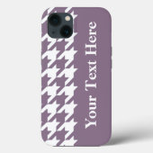 Lavender Elegant Houndstooth met aangepaste tekst Case-Mate iPhone Case (Achterkant)