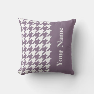 Lavender Elegant Houndstooth met naam Kussen