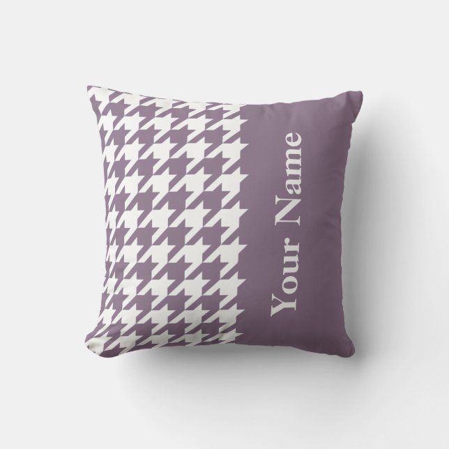Lavender Elegant Houndstooth met naam Kussen (Voorkant)