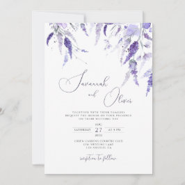 Lavender Elegant Meadow Wildflower Floral Wedding Kaart