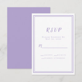 Lavender Elegant Minimalist Wedding  RSVP Kaartje