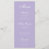 Lavender Elegant Script Calligraphy Simple Paars Menu (Voorkant)