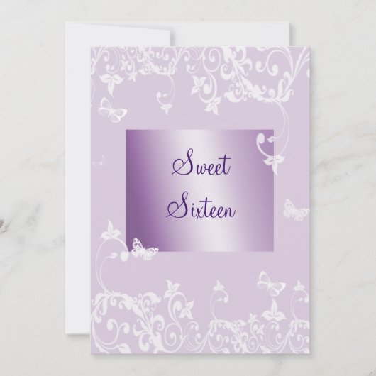 Lavender Elegant Sweet Sixteen Birthday Uitnodigin Kaart (Voorkant)
