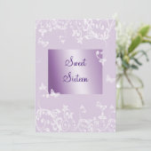Lavender Elegant Sweet Sixteen Birthday Uitnodigin Kaart (Staand voorkant)