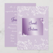 Lavender Elegant Sweet Sixteen Birthday Uitnodigin Kaart (Voorkant / Achterkant)