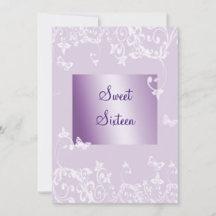 Lavender Elegant Sweet Sixteen Birthday Uitnodigin Kaart