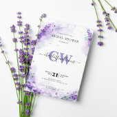 Lavender Elegant Waterverf Monogram Vrijgezellenfe Kaart