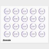 Lavender Elegant Waterverf Monogram Wedding Ronde Sticker (Vel)
