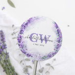 Lavender Elegant Waterverf Monogram Wedding Ronde Sticker<br><div class="desc">Lavendel Elegante Waterverf Monogram Bruiloft Classic Ronde Sticker</div>