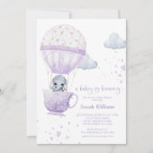 Lavender Elephant Baby is Baby shower Kaart (Voorkant)