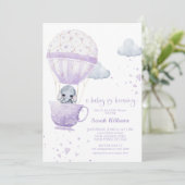 Lavender Elephant Baby is Baby shower Kaart (Staand voorkant)