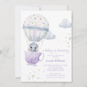 Lavender Elephant Baby is Baby shower Kaart (Voorkant)