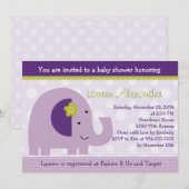 Lavender Elephant Baby shower Invitation Kaart (Voorkant / Achterkant)