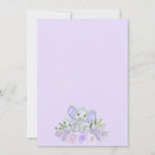 Lavender Elephant & Floral Virtual Baby shower Kaart (Achterkant)