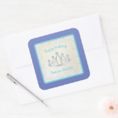 Lavender en Aqua Princess Tiara Birthday Party Vierkante Sticker (Envelop)