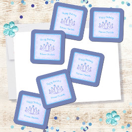 Lavender en Aqua Princess Tiara Birthday Party Vierkante Sticker