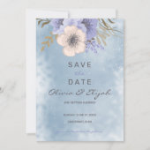 lavender en beige bloemen save the date (Voorkant)
