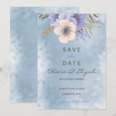 lavender en beige bloemen save the date (Voorkant / Achterkant)