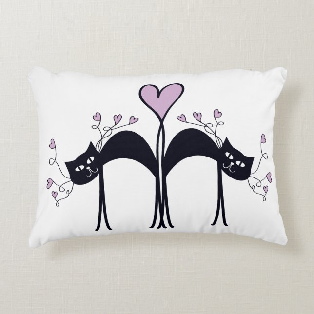 Lavender en Black Cat Accent Pillow Kussen (Voorkant)