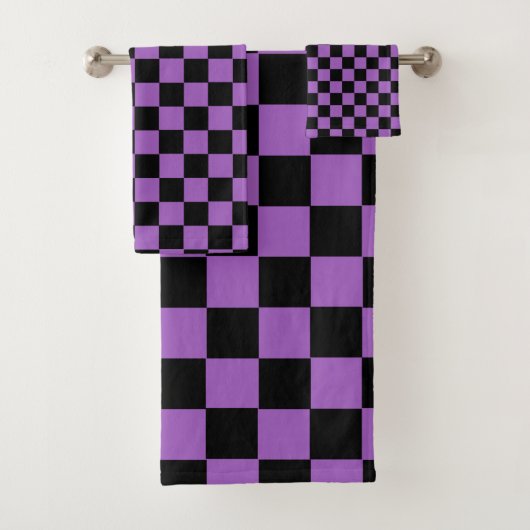 Lavender en Black Checkered Pattern Bad Handdoek (Insitu)