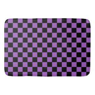 Lavender en Black Checkered Pattern Badmat
