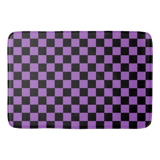 Lavender en Black Checkered Pattern Badmat (Voorkant)