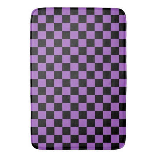 Lavender en Black Checkered Pattern Badmat (Voorkant Verticaal)