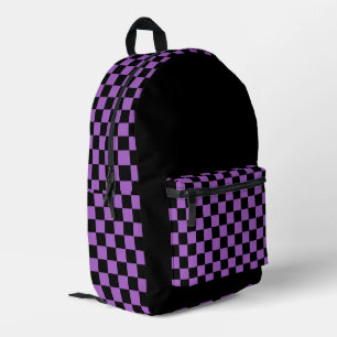Lavender en Black Checkered Pattern Bedrukte Rugzak