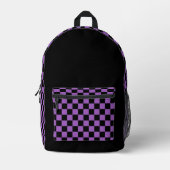 Lavender en Black Checkered Pattern Bedrukte Rugzak (Voorkant)