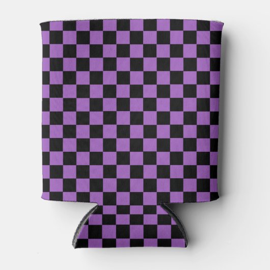 Lavender en Black Checkered Pattern Blikjeskoeler (Voorkant)