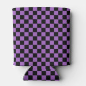 Lavender en Black Checkered Pattern Blikjeskoeler (Achterkant)