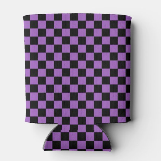 Lavender en Black Checkered Pattern Blikjeskoeler (Achterkant)