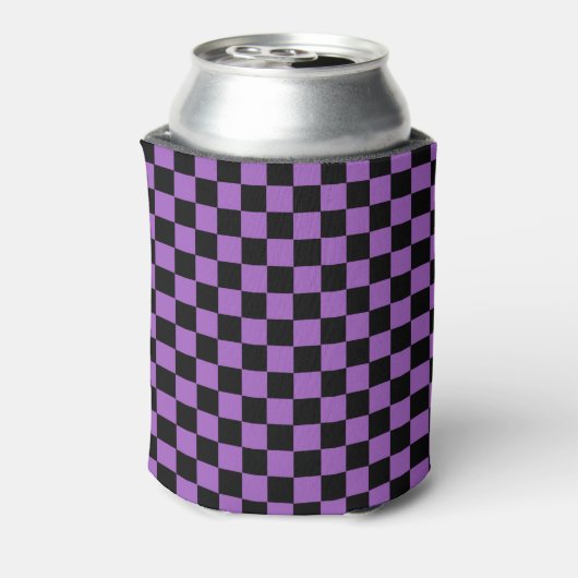 Lavender en Black Checkered Pattern Blikjeskoeler (Blikje Achterkant)