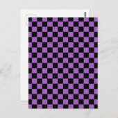 Lavender en Black Checkered Pattern Briefkaart (Voorkant / Achterkant)