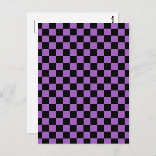 Lavender en Black Checkered Pattern Briefkaart (Voorkant / Achterkant)