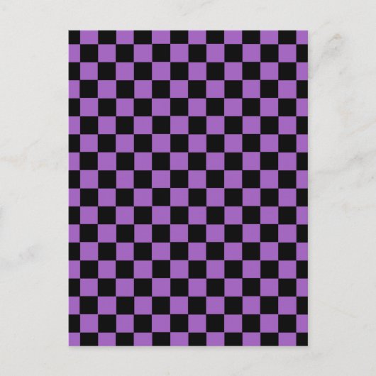 Lavender en Black Checkered Pattern Briefkaart (Voorkant)